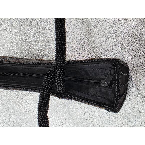 Handmade Black Beaded Floral Pattern Evening Bag With Dual Handles Zipper - Picture 16 of 16